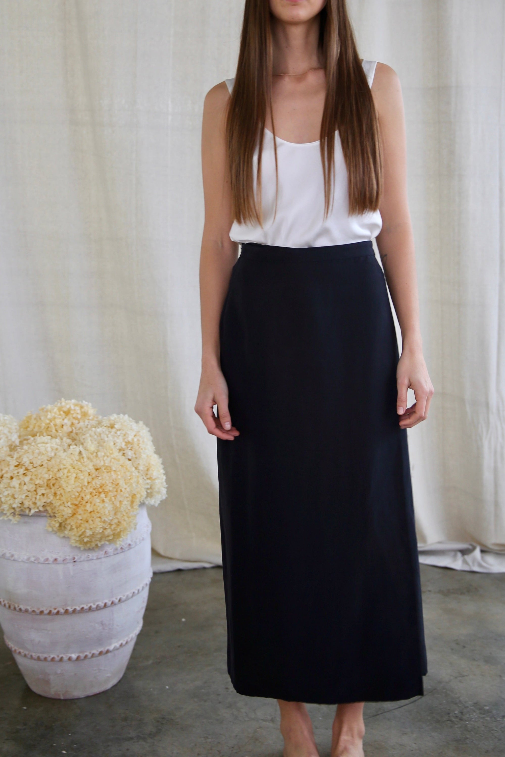 Lucia Wrap Skirt in Washed Black